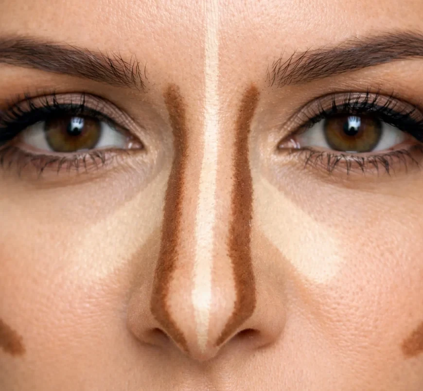 contouring nez bossu non estompé placement correct pour affiner le nez de face