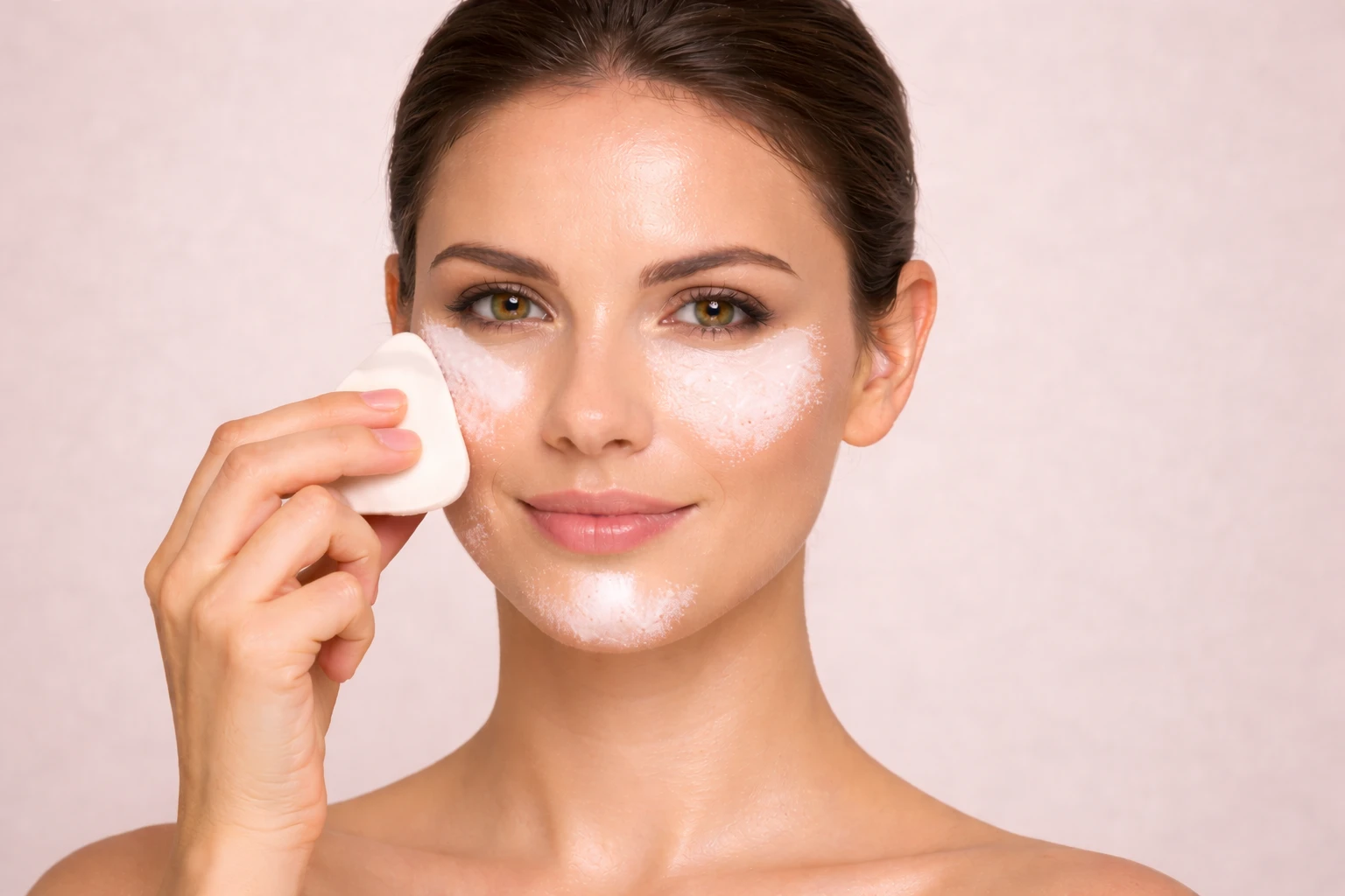 Application de la poudre libre pour le baking sous les yeux