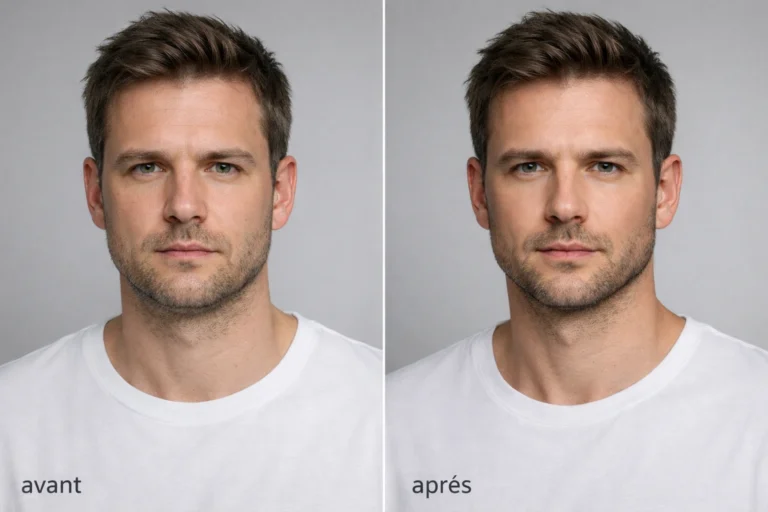 avant après contouring homme naturel mâchoire définie