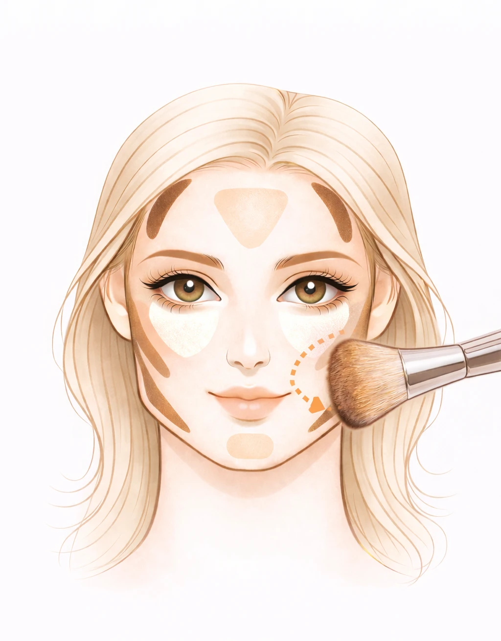 Estompage de l’anticerne dans un contouring visage carré pour illuminer le regard et fondre les matières sans démarcation.