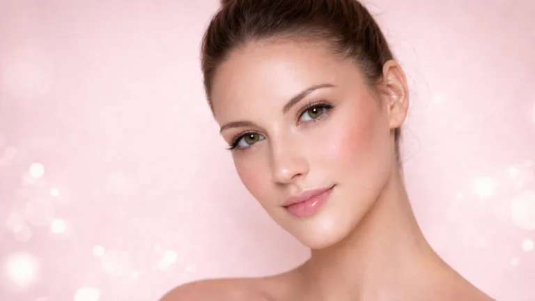 Maquillage strobing contouring avec teint naturel, peau lumineuse