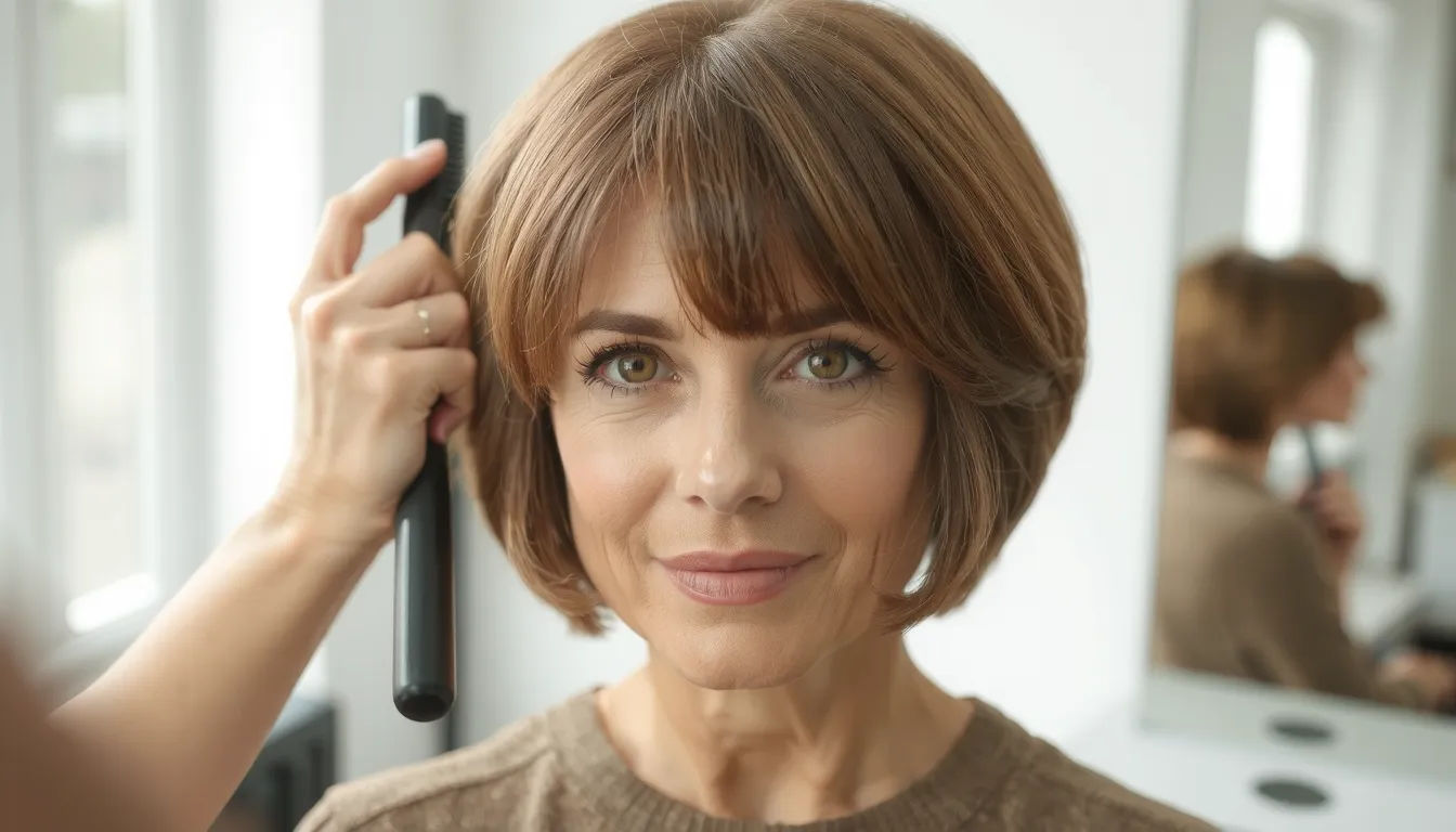 coupe carré avec frange 50 ans