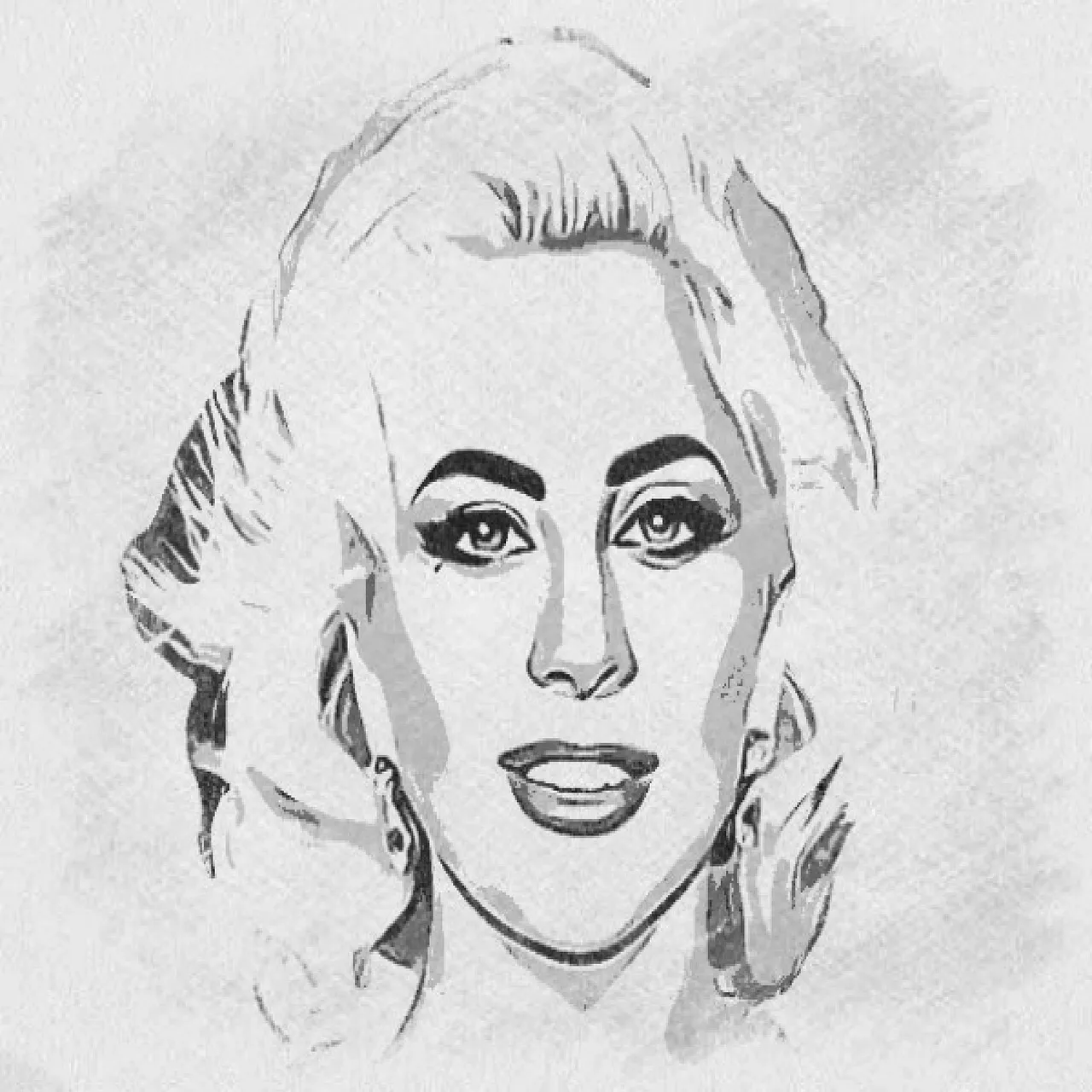 Illustration de Lady Gaga en noir et blanc
